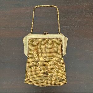 Vintage Whiting and Davis Gold Mesh Mini Metal Brass Evening Handbag Purse